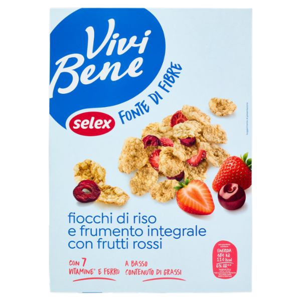Selex Vivi Bene Fiocchi di Riso e Frumento Integrale con Frutti Rossi 300 g