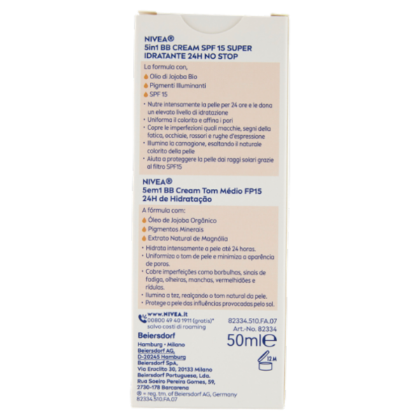 Nivea 5in1 BB Super Idratante 24H No Stop Crema Giorno Dorata SPF 15 50 ml