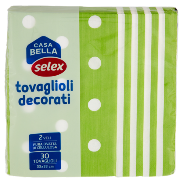 Selex Casa Bella Tovaglioli 2 Veli 33X33 cm Decoro Mixi Kiwi 30 pezzi