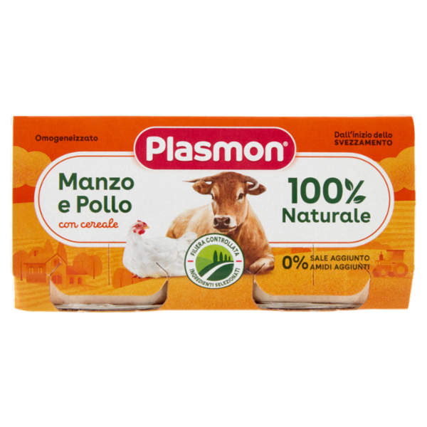 Plasmon Omogeneizzato Manzo e Pollo con cereale 2 x 80 g