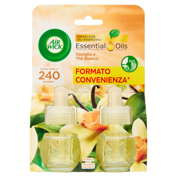 Air Wick Essential Oils Vaniglia e Thè Bianco Ricarica per Diffusore Elettrico 2 x 19 ml