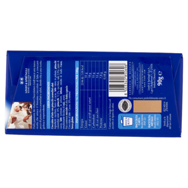 Lindt Gamme Bleue Tavoletta Cioccolato al latte Pistacchio 90 g