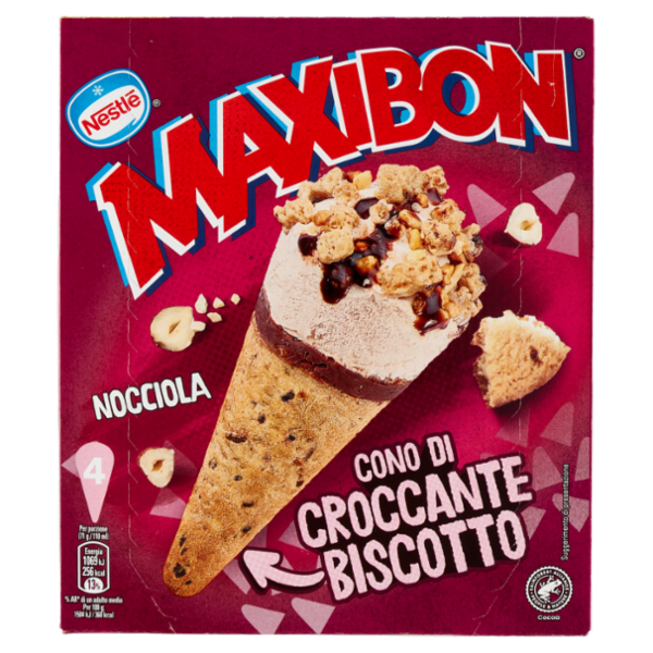 NESTLÉ Maxibon Cono di Croccante Biscotto Nocciola 4 x 71 g