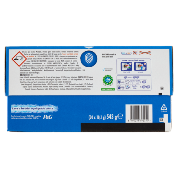 Dash Pods Detersivo Lavatrice In Capsule, Classico, 30 Lavaggi 543 g