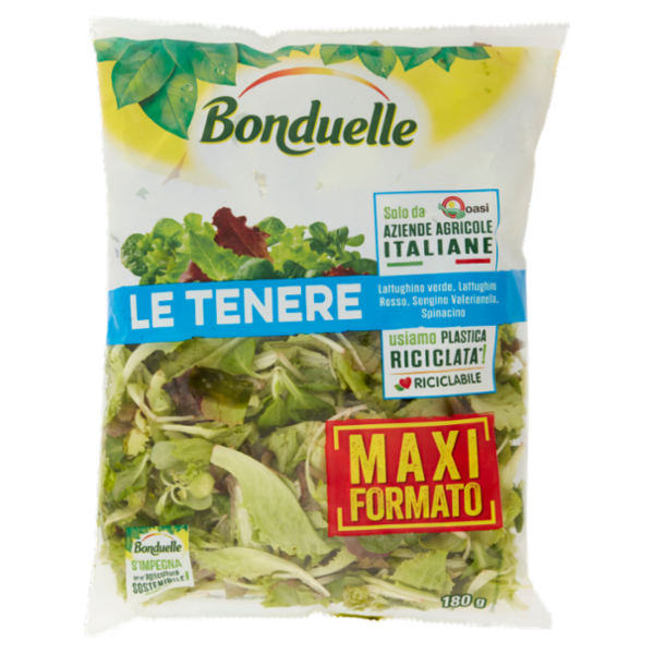 Bonduelle le Tenere Lattughino verde, Lattughino Rosso, Songino Valerianella, Spinacino 180 g