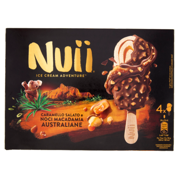 NUII Caramello Salato e Noci Macadamia Australiane 4x68g