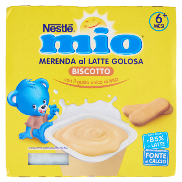 NESTLÉ MIO Merenda al Latte Biscotto 4 Vasetti da 100g