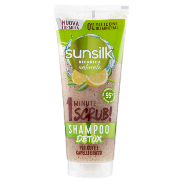 sunsilk Ricarica Naturale 1 Minute Scrub! Shampoo Detox per Cute e Capelli Grassi 200 ml