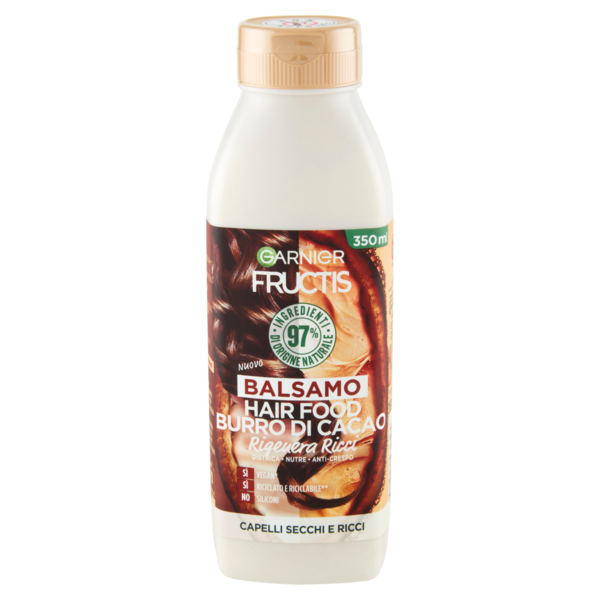 Garnier Fructis Balsamo Hairfood Burro di Cacao, per capelli secchi e ricci 350 ml