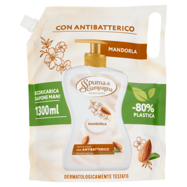 Spuma di Sciampagna Benessere Sapone crema Mandorla Ecoricarica 1300 ml