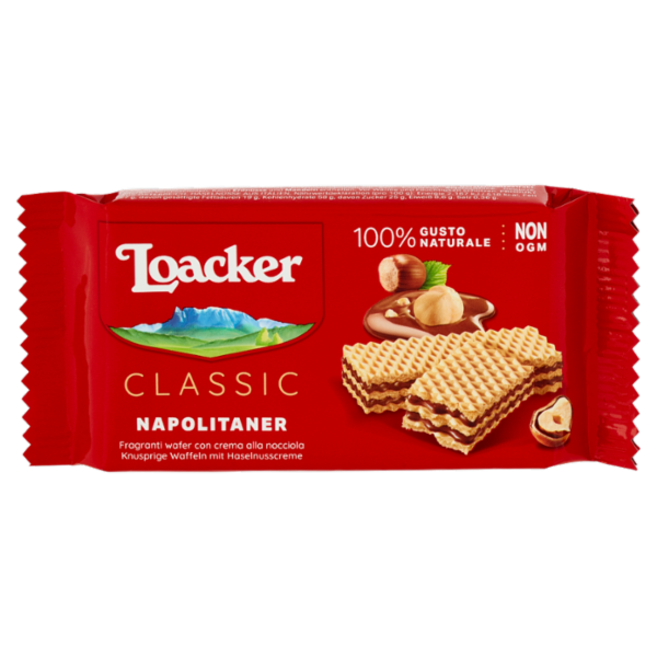 Loacker Classic Napolitaner Wafer con crema alle nocciole 100% italiane Wafers 45g