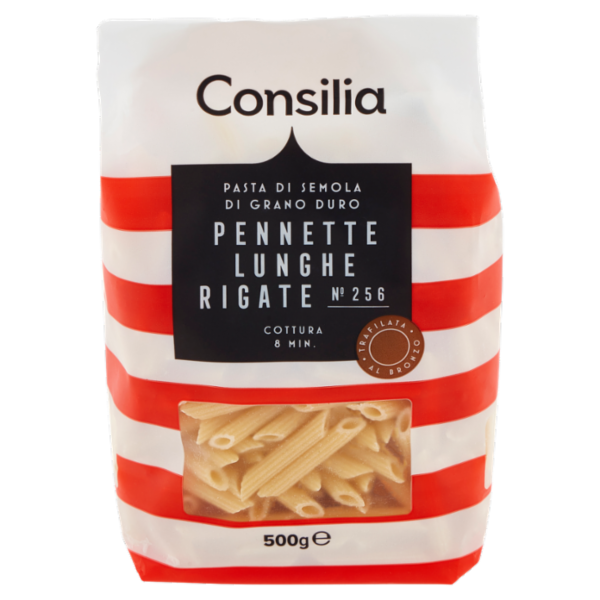 Consilia Pasta di Semola Trafilata al Bronzo Pennette Lunghe Rigate 500 g