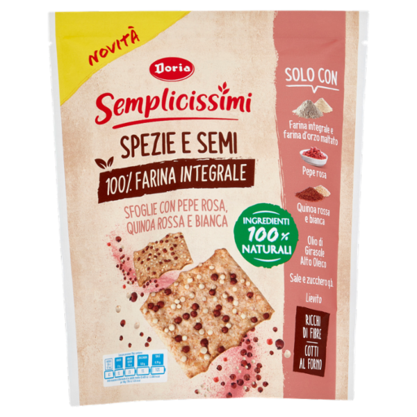 Doria Semplicissimi Spezie e Semi Sfoglie con Pepe Rosa, Quinoa Rossa e Bianca 130 g