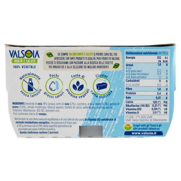 Valsoia Bontà e Salute Yosoi Mora e Germe di Grano 2 x 125 g