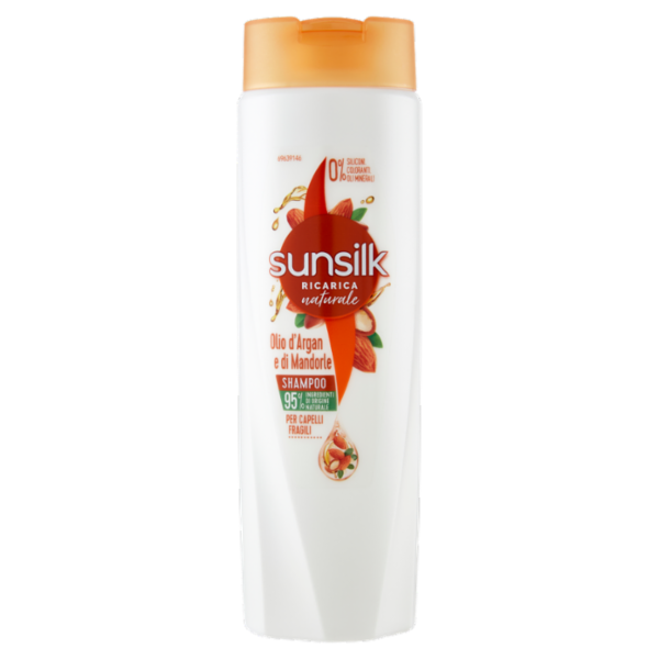sunsilk Ricarica naturale Shampoo Olio d'Argan e di Mandorle per Capelli Fragili 250 mL