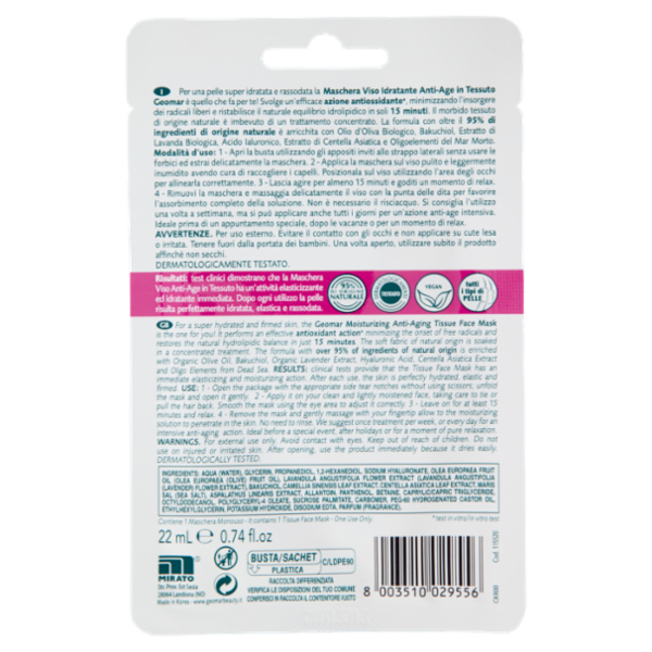 Geomar Maschera in Tessuto Idratante Anti-age 22 mL