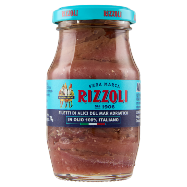 Rizzoli Filetti di Alici del Mar Adriatico in Olio 100% Italiano 145 g