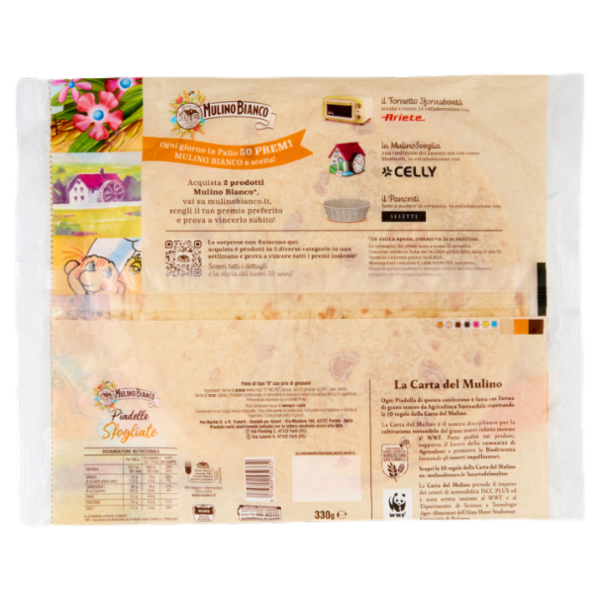 Mulino Bianco Piadelle Sfogliate Ideale per Piadina 3pz 330g