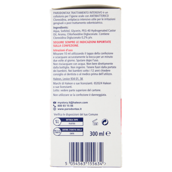 Parodontax Collutorio Clorexidina Trattamento Intensivo, Azione antibatterica e antiplacca 300 ml