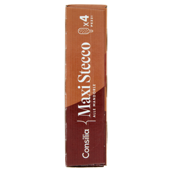 Consilia 4 Maxistecchi di Gelato Vaniglia Ricoperti Cioccolato al Latte e Mandorle 350 g