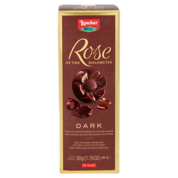 Loacker Rose of the Dolomites Dark Noir Praline di cioccolato fondente con crema alla nocciola 50g