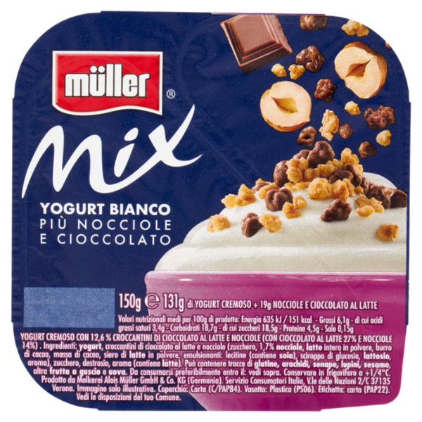 müller Mix Yogurt Bianco Più Nocciole e Cioccolato 150 g