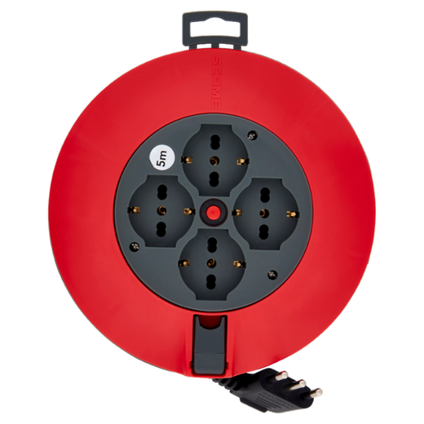 Selex Avvolgicavo Spina 16A(Ita)+4 Prese Pluristandard+Disgiuntore Termico 5 m