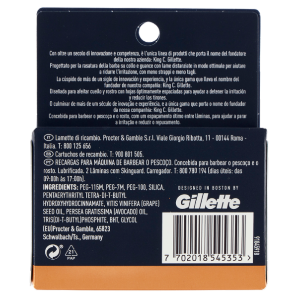 King C. Gillette Lamette di Ricambio per Rasoio da Uomo per il Collo 3 Ricariche