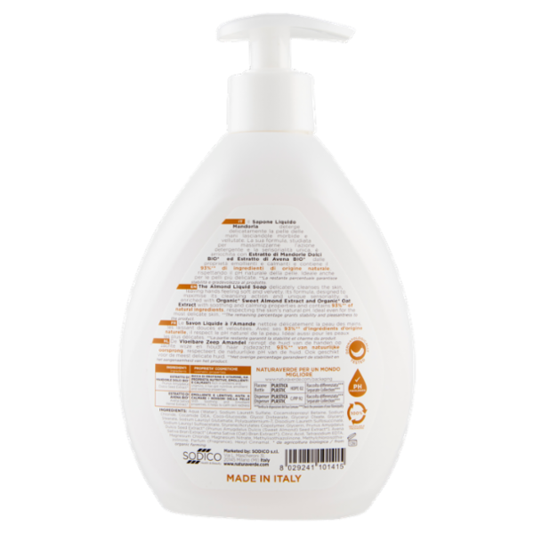Naturaverde Natural Beauty Mandorla Sapone Liquido Emolliente 500 ml