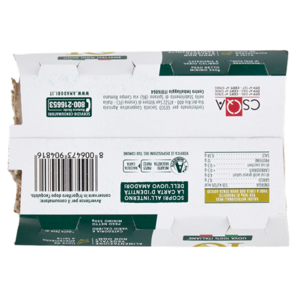 Amadori Qualità 10+ 6 Uova Fresche da Galline Allevate Senza Uso di Antibiotici 330 g