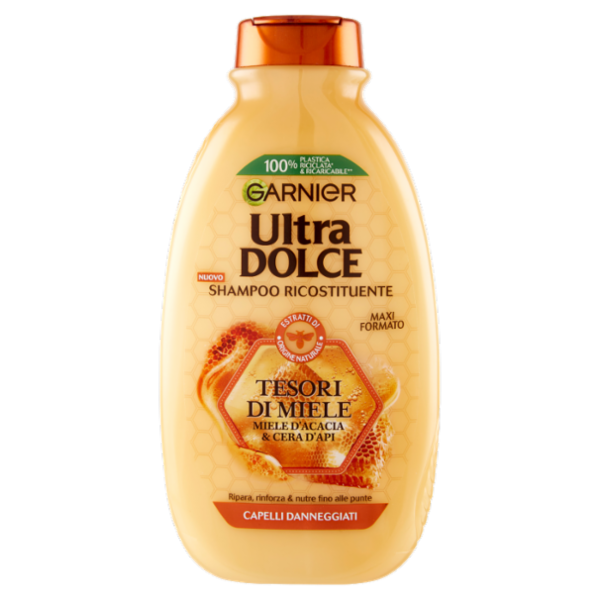 Garnier Ultra Dolce Shampoo Tesori di Miele, con Pappa Reale e Miele Propoli. Senza parabeni, 300 ml