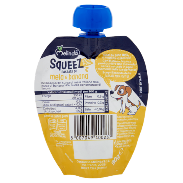 Melinda Squeez 100 % frutta Passata di mela & banana 90 g