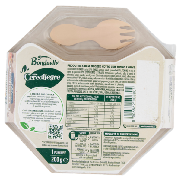 Bonduelle Cereallegre Orzo con Tonno e Olive 200 g