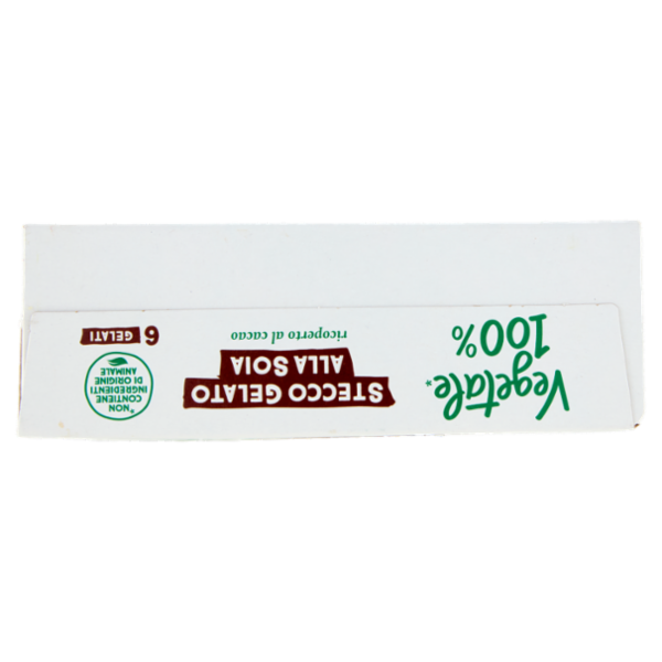 Vegetale 100% 6 Stecchi di Gelato alla Soia Ricoperti di Cioccolato Fondente 300 g