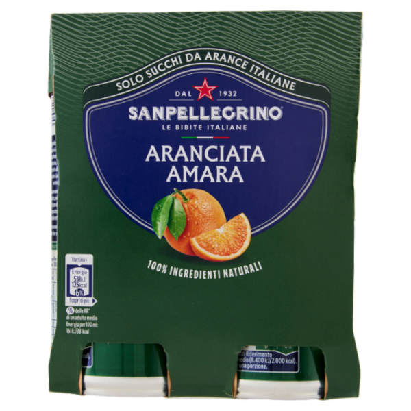 BIBITE SANPELLEGRINO, Bevanda Gassata, Aranciata Amara, Lattina - 4x330ml