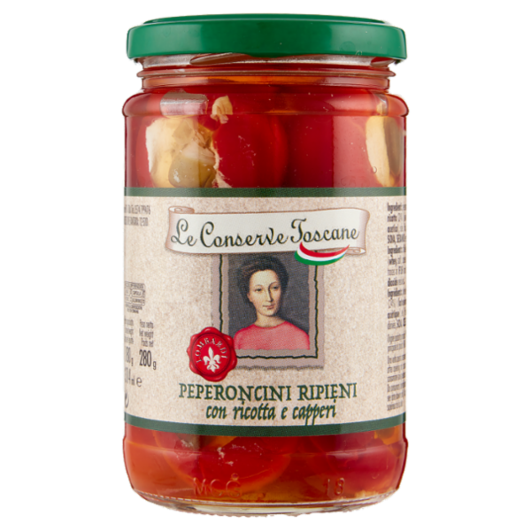Le Conserve Toscane Peperoncini Ripieni con ricotta e capperi 280 g