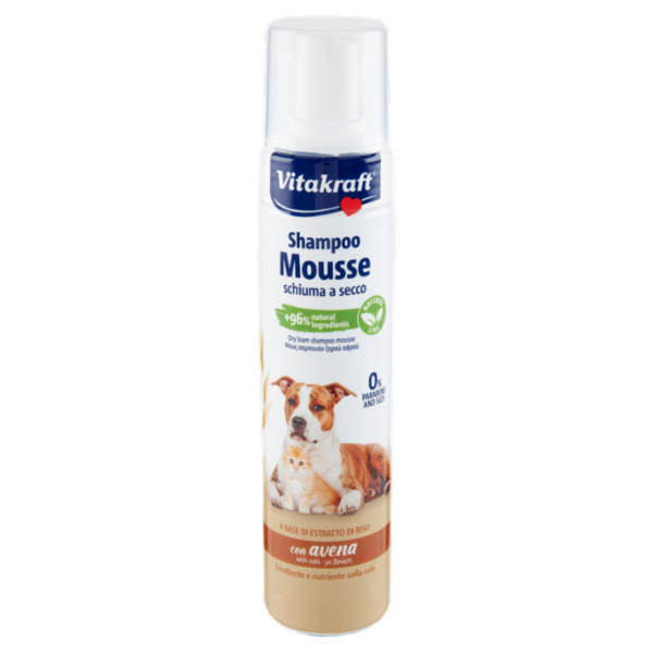 Vitakraft Shampoo Mousse schiuma a secco con avena 200 ml
