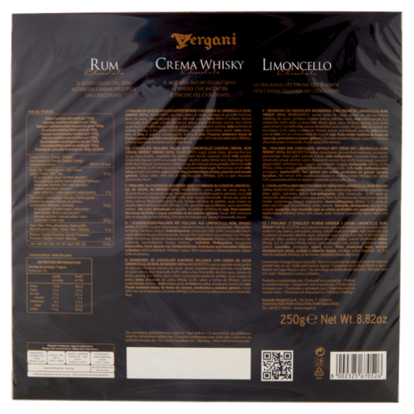 Vergani Crème Liqueur Chocolate 250 g
