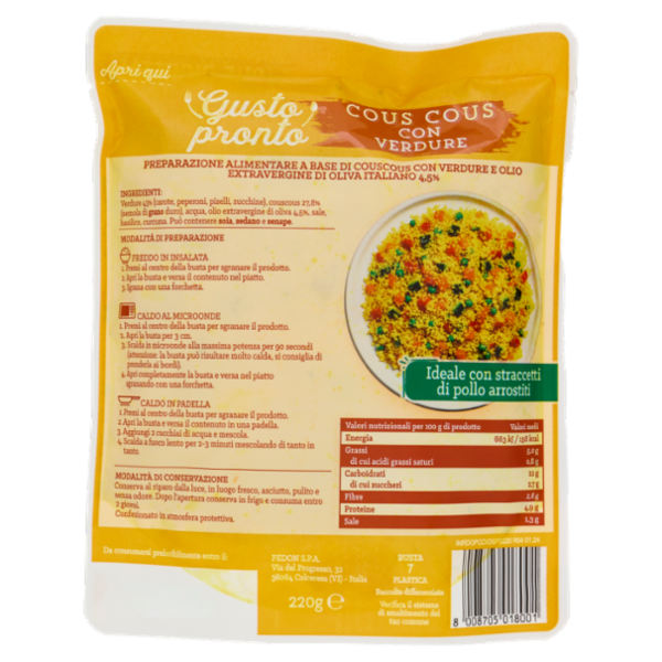 Gusto pronto Cous Cous con Verdure 220 g