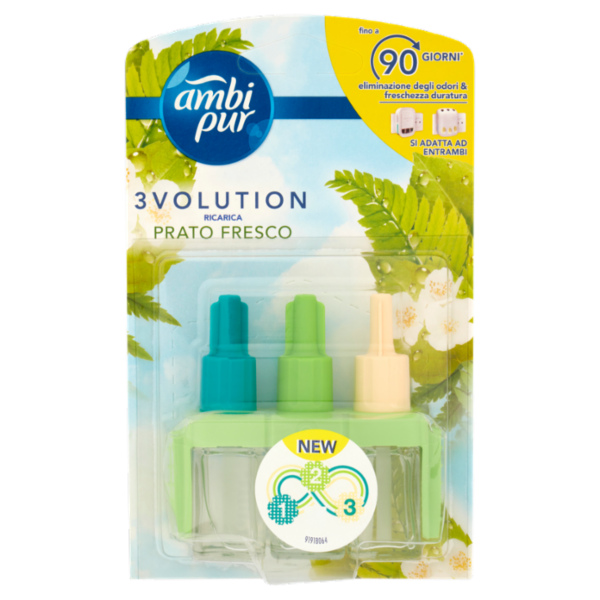 Ambi Pur Profumatore per Ambienti 3Volution, Deodorante, Prato Fresco, Ricarica 20ml