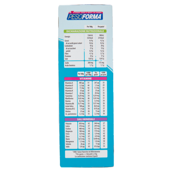 Pesoforma Biscotti gusto Mirtillo, sostitutivo del pasto per perdita e controllo del peso, 16 x 33g