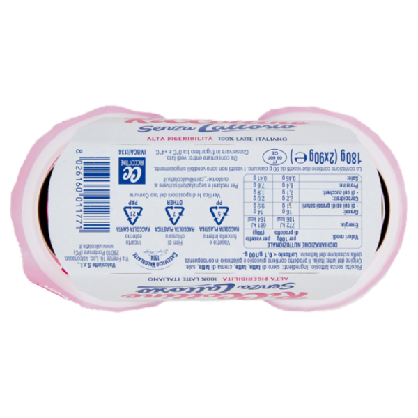 Caseificio Valcolatte Riccottine Senza Lattosio 2 x 90 g