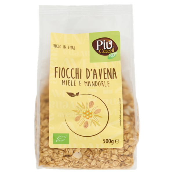 Più Cereali Bio Fiocchi d'Avena Miele e Mandorle 500 g