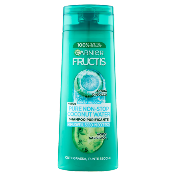 Garnier Fructis Shampoo Pure Non-Stop Coconut water, shampoo purificante, 250 ml