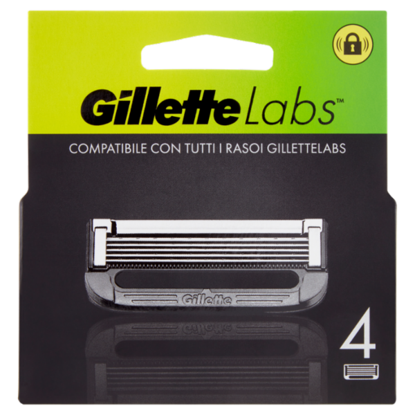 Gillette Lamette di Ricambio per Rasoio da Uomo Labs, 4 Ricariche