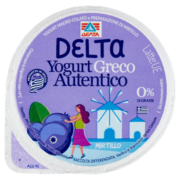 Delta Yogurt Greco Autentico 0% di Grassi Mirtillo 150 g
