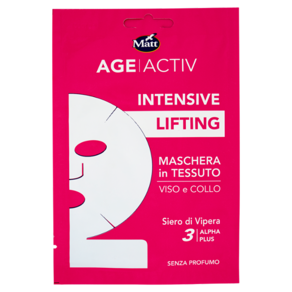 Matt Age Activ Intensive Lifting Maschera in Tessuto Viso e Collo Siero di Vipera 3 Alpha Plus 20 ml