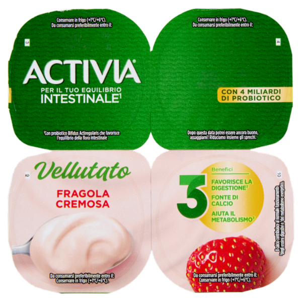 ACTIVIA Yogurt con Probiotico Bifidus, vellutato alla Fragola, 4x125g
