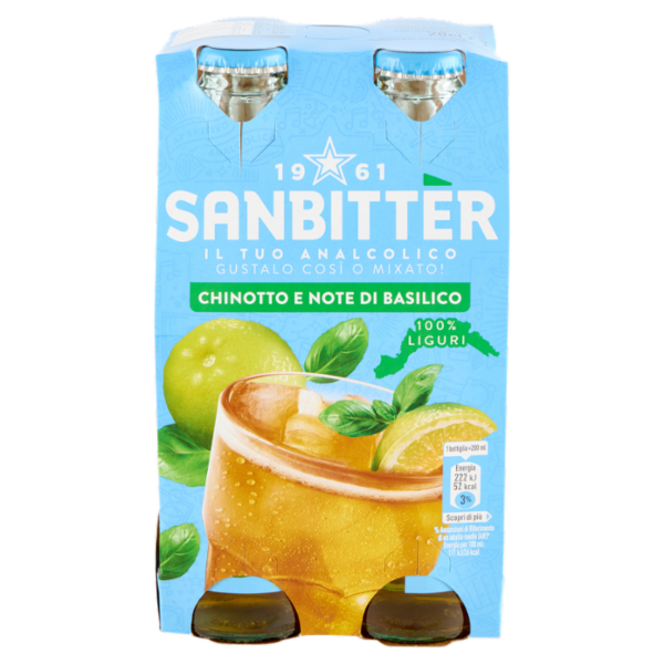 Sanbittèr, Chinotto e note di Basilico, Aperitivo Analcolico - 4 x 200ml