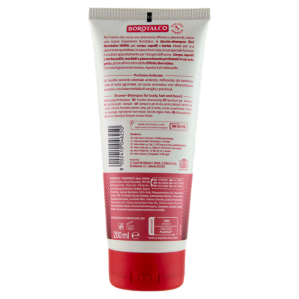 Borotalco Uomo 3in1 Profumo Ambrato Doccia-Shampoo 200 ml